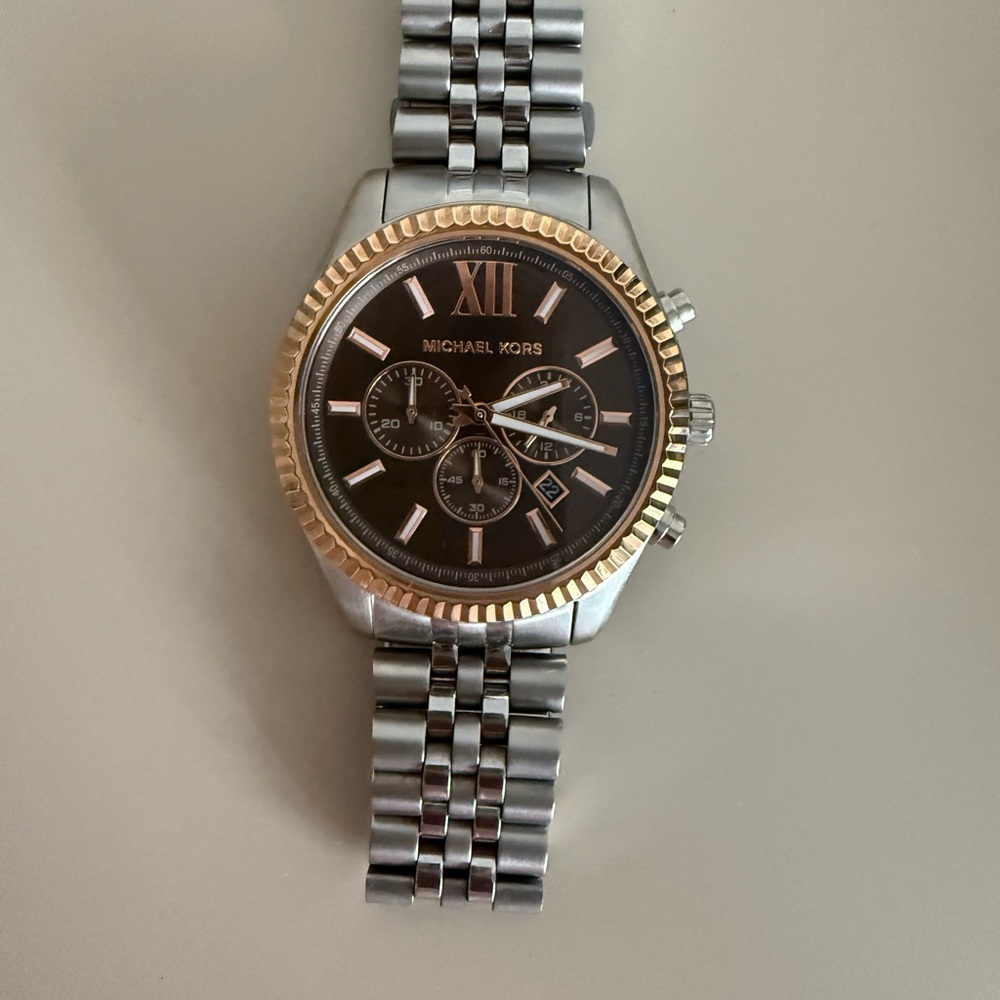 Michael Kors Silver and Gold Chronograph Watch